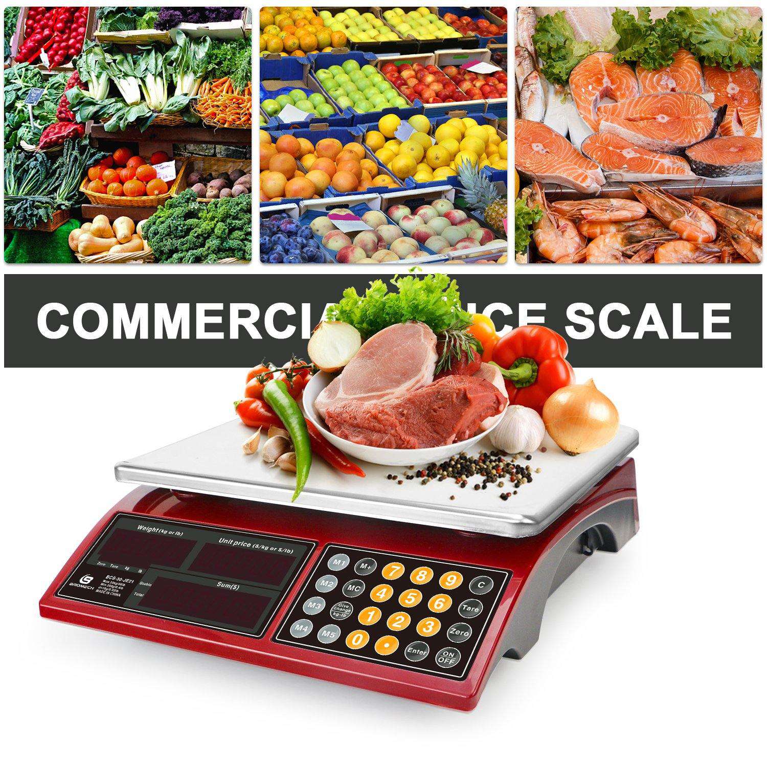Bromech Báscula digital de computación de precios de 66 libras, báscula de  peso comercial recargable para alimentos y productos de carne, con