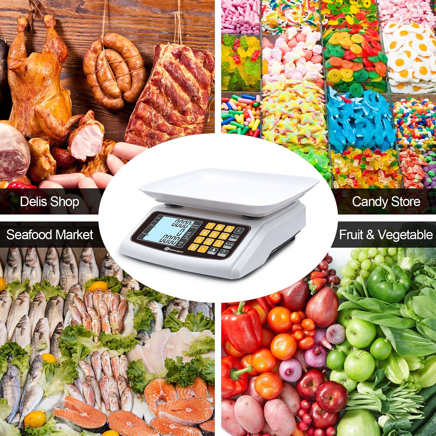 EASIGO 66LB Digital Weight Price Scale Electronic Price Computing Scale LCD  Digital Commercial Retail Food Meat Weight Scales, Upgraded Version